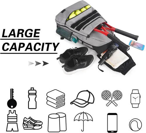 Vista 5 de Organizador de viaje de joyería para mujer, bolsa de almacenamiento portátil de cuero sin enredos, mochila de tenis, bolsa de tenis impermeable