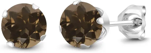 Vista 106 de Gem Stone King Aretes redondos de plata de ley 925 con piedra natal de 0.236 in para mujer
