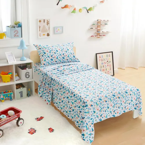 Vista 41 de Amazon Basics Juego de sábanas para niños de microfibra ligera, suave y fácil de lavar, 3 piezas, tamaño Twin, Aqua brillante, diseño sólido