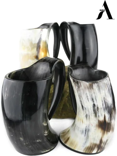 Vista 10 de AnNafi® Cuerno vikingo genuino, tazas de cuerno naturales hechas a mano para bebidas de cerveza, vino, aguamiel, colección Game Of Thrones, jarra