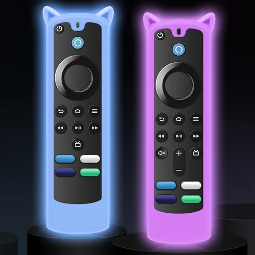 Vista 10 de Paquete de 2 fundas protectoras para control remoto, funda de silicona para control remoto que brilla en la oscuridad con cordón