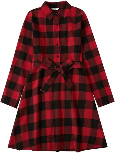 Vista 3 de Vestidos de Navidad para mamá e hija, vestido de terciopelo a cuadros, fiesta de Navidad, trajes a juego para mamá e hija, sesión de fotos
