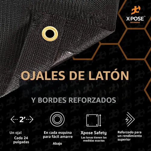 Vista 4 de Xpose Safety Lona de malla resistente, 4 x 10 pies, cubierta protectora negra multiusos con flujo de aire, uso para amarres, sombra, vallas, toldos