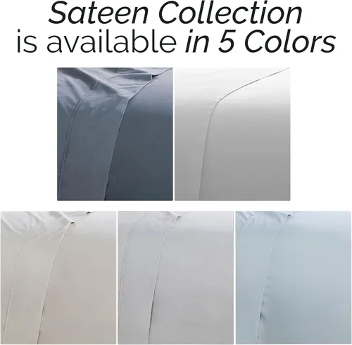 Vista 7 de Southshore Fine Living, Inc., Sábanas de Algodón 100% con Bolsillo Profundo, Sábanas de Algodón Satén de 300 Hilos Juego de Cama Tamaño Full, Sábana