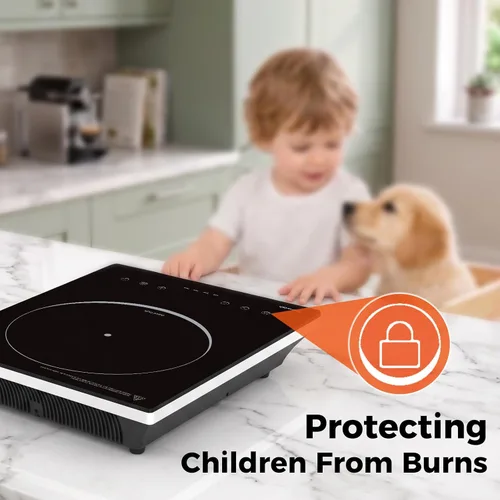 Vista 5 de Placa de Inducción, TOPWISH Placa Caliente Portátil Quemador de Inducción Eléctrico, 10 Niveles de Temperatura hasta 464°F, Cocina Eléctrica
