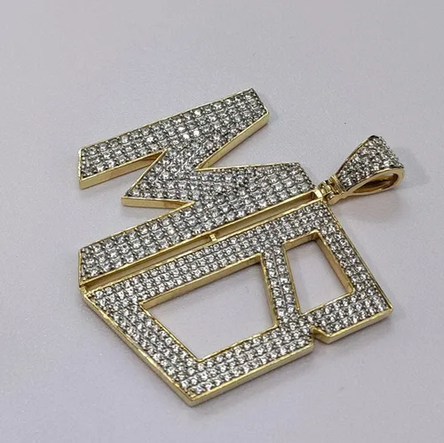Vista 4 de DTJEWELS1.50 CT - Juego de puntas de corte redondo con diamantes de letra personalizada unisex MB alfabeto colgante de oro amarillo de 14 quilates