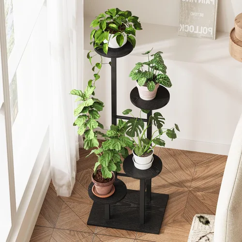 Vista 5 de Soporte para plantas de 5 niveles para interiores, estante esquinero para plantas, organizador de estantes para plantas, soporte de flores