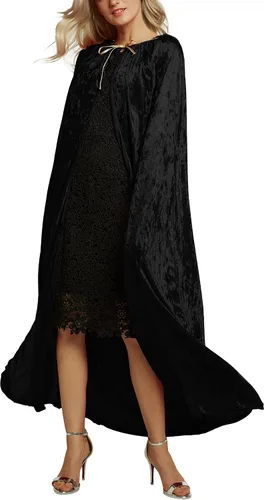Vista 4 de Urban CoCo Capa unisex de terciopelo con capucha de longitud completa para fiesta de Halloween o cosplay