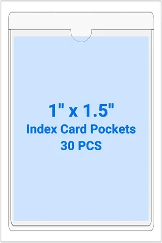 Vista 29 de 30 PCS Clear Self Adhesive Plastic Label Pockets, Top Loading Business & Library Index Card Holders, Peel and Stick Sleeves for Storage Bins, Totes