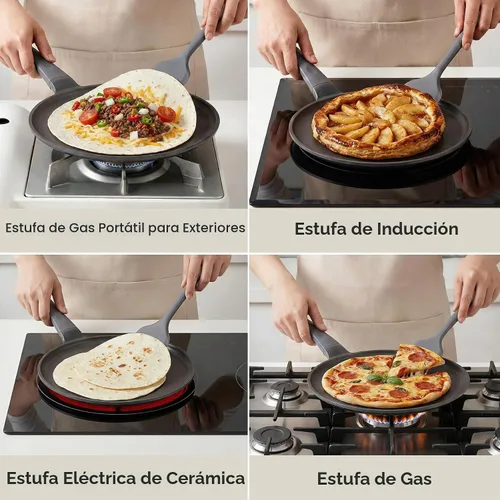 Vista 4 de JEETEE Sartén antiadherente para crepes, sartén de titanio para panqueques