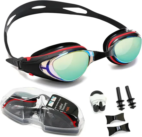 Vista 9 de Body+ Gafas de natación para miopes, gafas de natación con lentes ópticas con espejo/sin espejo para miopía, antivaho para hombres y mujeres adultos