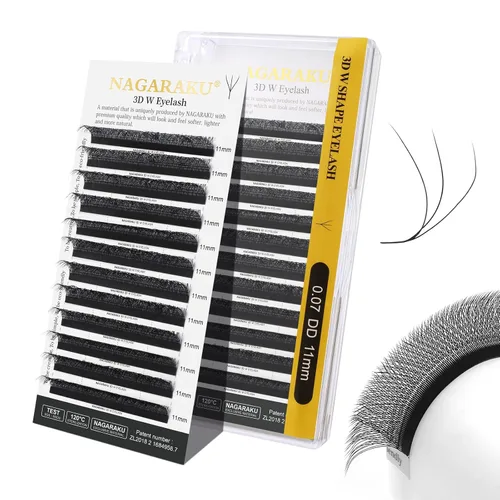 Vista 47 de NAGARAKU Extensiones de pestañas prefabricadas en abanico 3D W 0.05 C 0.315 0.05-C 3D W