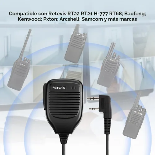Vista 4 de Retevis Micrófono de altavoz de hombro Walkie Talkie de 2 pines, paquete de 5 para Retevis H-777/RT22/RT68/RT21/H777S, compatible con BAOFENG