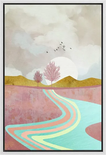 Vista 12 de SIGNFORD Lienzo enmarcado para pared, camino del desierto con cactus, naturaleza silvestre, ilustraciones modernas, arte decorativo, rústico