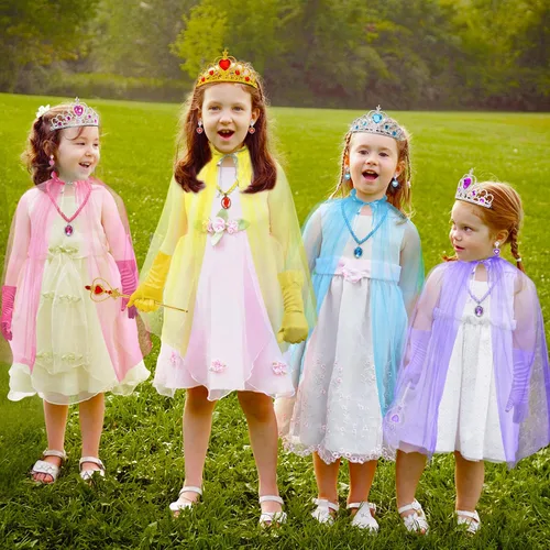Vista 6 de Tacobear Princess Dress Up for Little Girls Crown Cape Jewelry Halloween Costume Accessories Set for Kids Age 3-6 Years
