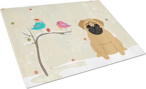 Vista 59 de Caroline's Treasures BB2513LCB - Tabla de cortar de vidrio con texto en inglés "Christmas Presents between Friends" Airedale Terrier - Tabla