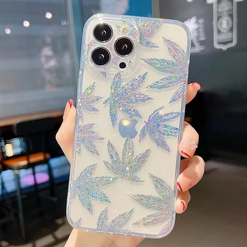 Vista 3 de ZCDAYE Funda transparente para iPhone 11, hojas galvanizadas TPU Funda protectora para iPhone 11, hojas coloridas