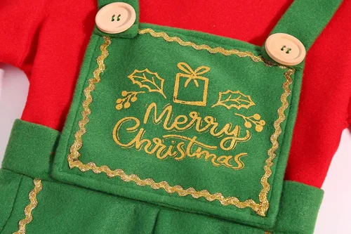 Vista 5 de Kids Christmas Elf Costume Set Girls Holiday Elf Jumpsuit Costume for Xmas Party Outfits