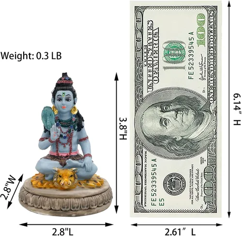Vista 6 de alikiki Estatua hindú de Dios Señor Shiva – 3.8 pulgadas de alto, ídolo indio Shiva para decoración de tablero de automóvil, artículo de Diwali