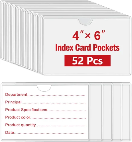 Vista 9 de Paquete de 52 bolsillos autoadhesivos para tarjetas de índice