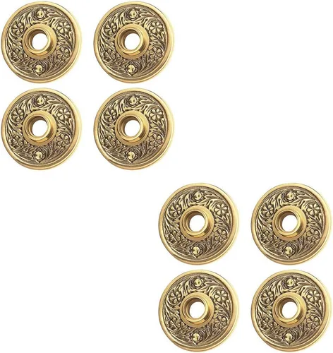 Vista 9 de Renovators Supply Manufacturing Par de rosetas de pomo de puerta de 2.38 pulgadas de latón antiguo decorativo para puerta