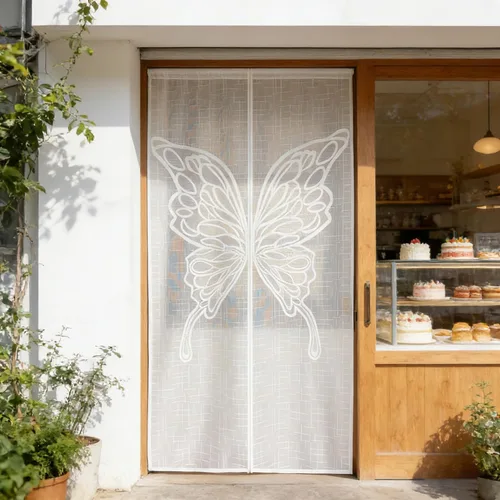 Vista 8 de Cortina blackout con diseño de ondas a rayas con ojales para ventana y puerta, cortinas térmicas para puertas, 1 panel