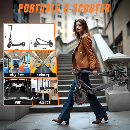 Vista 7 de Adults Electric Scooter with Dual Suspension, 8.5"/10" Solid Tires, 350W/500W Motor Escooter, 19-21MPH, 15-23Miles Long Range, APP Control, Foldable
