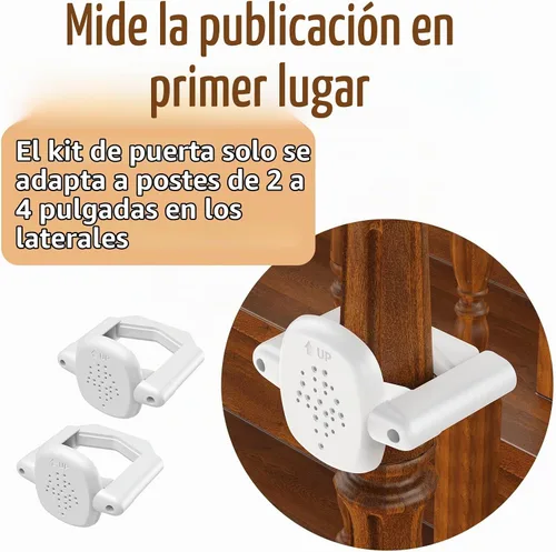 Vista 2 de Adaptador de barandilla para puerta de bebé: 2 piezas, kit de montaje de poste de escalera para bebé, puertas de bebé para escaleras, adaptador