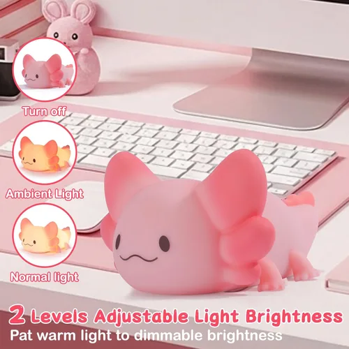 Vista 4 de ZKLiLi Axolotl Luz Nocturna para Niños, Lámpara Suave y Adorable Regulable, Regalos de Luz Nocturna para Niños para Bebé con Temporizador y 16