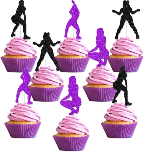 Vista 7 de Cheereveal 24 piezas de adornos para cupcakes de fiesta Twerk para niñas y mujeres, palillos de sombrero, fiesta mexicana, temática divertida