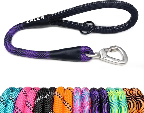 Vista 10 de ZALER Correa corta para perro, correa de tráfico de cuerda de 18 pulgadas para perros, correa reflectante con junta tórica, correa resistente