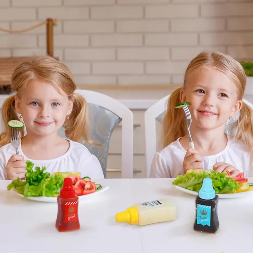 Vista 2 de Mini botella de ketchup para lonchera, botellas pequeñas para condimentos, recipientes de salsa de plástico para accesorios de almuerzo Bento