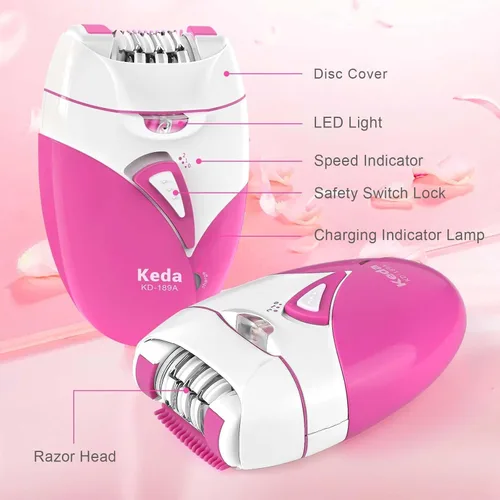 Vista 3 de Depiladora para mujeres, depiladora de piel glabrousa de deslizamiento suave con 2 velocidades y luz LED, depilación facial eléctrica adecuada