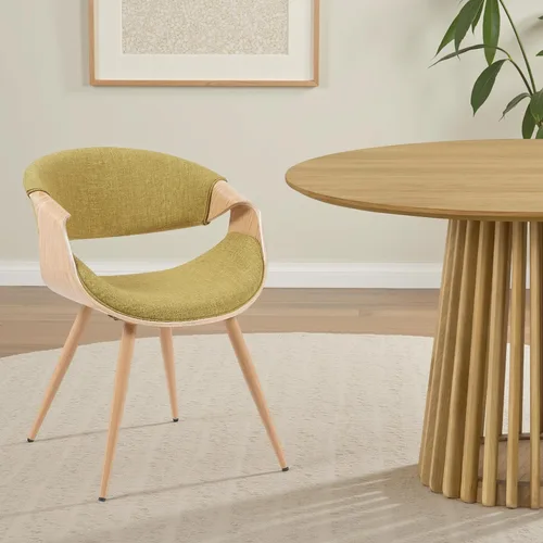 Vista 18 de Armen Living Silla de comedor de mariposa estilo mediados de siglo en acabado de nogal y tela azul - Juego de 4