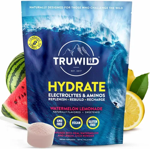 Vista 12 de TruWild Polvo de hidratación natural con cero azúcar, electrolitos veganos + aminoácidos, bebida de recuperación para uso diario, suplemento