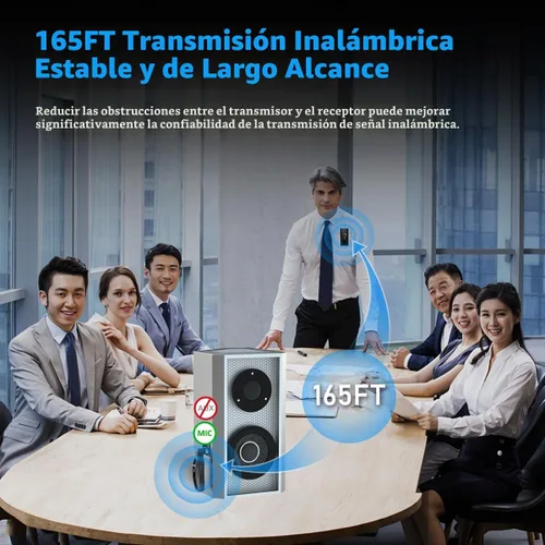 Vista 2 de KIMAFUN - Sistema de micrófono inalámbrico Lavalier, micrófonos de solapa inalámbricos de 2,4 GHz de mano 2 en 1 para enseñanza, profesores