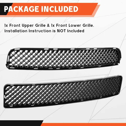 Vista 8 de Kojem Parrilla Delantera Superior e Inferior Compatible con Scion tC 2005-2010 Plástico ABS Parachoques Capó Rejilla de Malla Negra