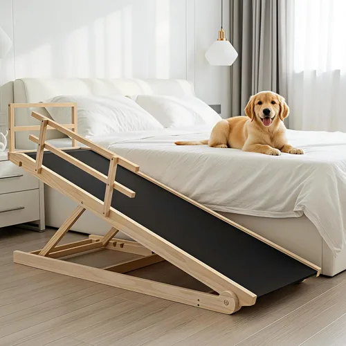 Vista 15 de SLSY Rampa para perros para cama, sofá y SUV, rampa plegable ajustable mejorada para mascotas con alfombrilla de goma antideslizante, 45.2 pulgadas