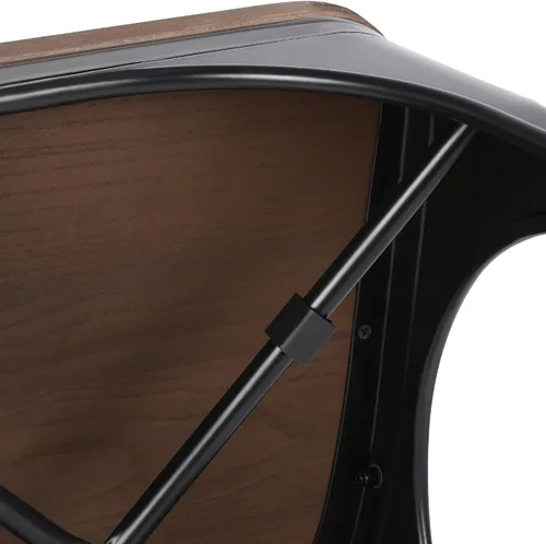 Vista 8 de Yaheetech Juego de sillas de patio de 4,18 pulgadas apilables de metal con asiento de madera para exteriores, capacidad de peso de 330 libras