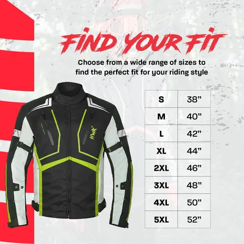 Vista 5 de HWK Chaqueta de motocicleta para hombres y mujeres Scorpion con tela Cordura para enduro, motocross, conducción de motocicleta, Verde de alta Verde