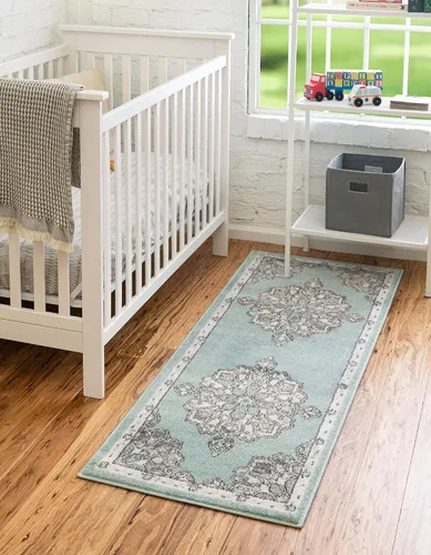 Vista 28 de Unique Loom Parker Collection - Alfombra de área Kokulu (2 x 3 pies, rectangular, aguamarina/beige)