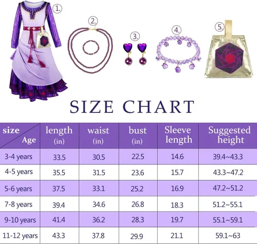 Vista 4 de Zalongye Disfraz de princesa de Asha Wish para niñas, disfraces de Navidad