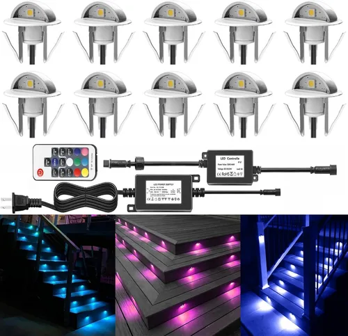 Vista 41 de Luz LED para escaleras, bajo voltaje, impermeable, IP65, para exteriores, 1-2/5 pulgadas, de madera empotrada, iluminación LED de terraza, patio