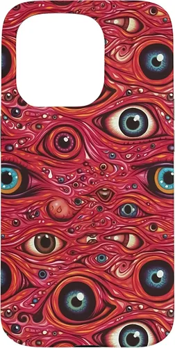 Vista 13 de iPhone 13 Weirdcore Dreamcore Horror Trippy psicodélico Estuche de globos oculares