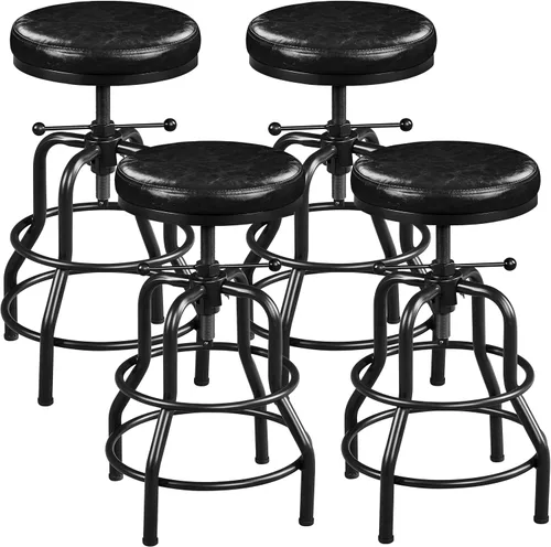 Vista 11 de Yaheetech Taburete de bar ajustable 21.5-28 pulgadas marco de metal sin Negro