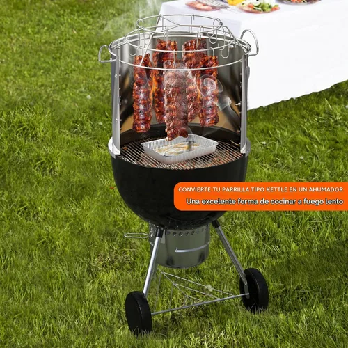 Vista 5 de onlyfire Kit de fumar para parrilla para colgar costillas para hervidor