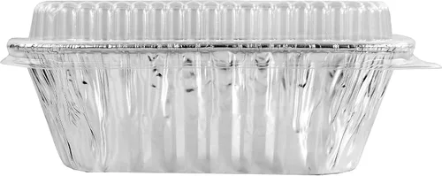Vista 7 de PACTOGO Mini moldes desechables de papel de aluminio de 1 libra con tapas transparentes de cúpula baja (paquete de 400 juegos)