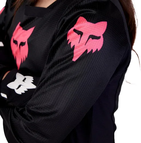 Vista 3 de Fox Racing Camiseta de motocross 180 para niñas jóvenes, color negro/negro, talla S