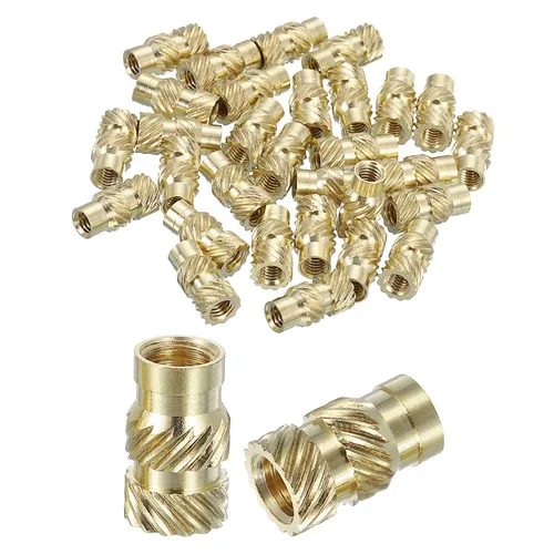 Vista 58 de uxcell Tuercas de inserción moleteadas, 100 piezas M1 x 1.5mm L x 2mm DE 3D Impresión de latón Tuercas de inserción roscadas hembras Insertos