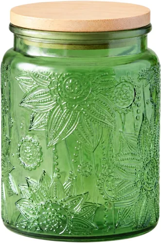 Vista 9 de ANSQU Tarro de vidrio vintage para almacenamiento en encimera de cocina, tarros de dulces con tapas, recipiente de café para café molido, tarro